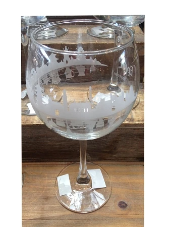 Disney Goblet Wine Glass - Epcot World Showcase - Etched 3 Disney Goblet Wine Glass - Epcot World Showcase - Etched