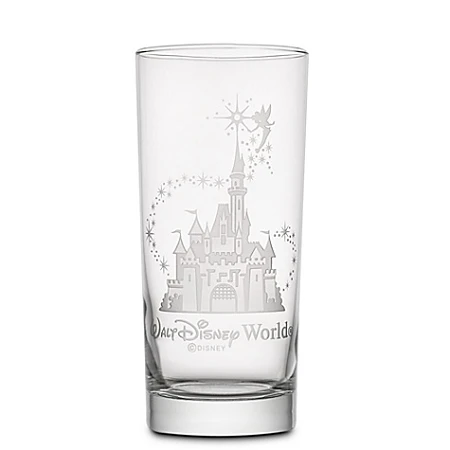 Disney Arribas Glass Tumbler - Tinker Bell And Castle - Personalizable 3 Disney Arribas Glass Tumbler - Tinker Bell And Castle - Personalizable