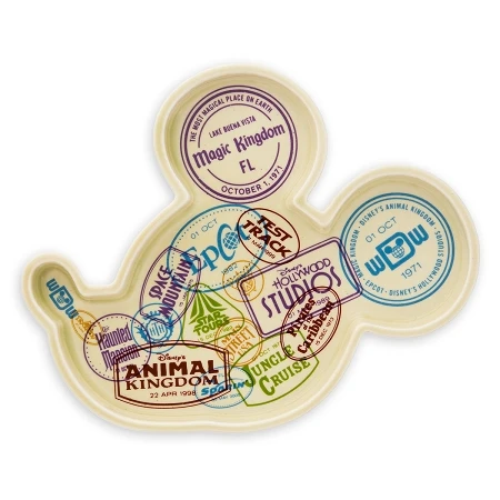 Disney Appetizer Plate - Parks Passport - Mickey Mouse Shaped 3 Disney Appetizer Plate - Parks Passport - Mickey Mouse Shaped