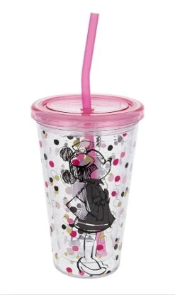 Disney Tumbler With Straw - Minnie Mouse With Polka Dots