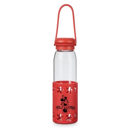 Disney Water Bottle - Minnie Mouse Glass With Grip 3 Disney Water Bottle - Minnie Mouse Glass With Grip