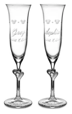 Disney Arribas Glass Flute Set - Mickey And Minnie Mouse Icons