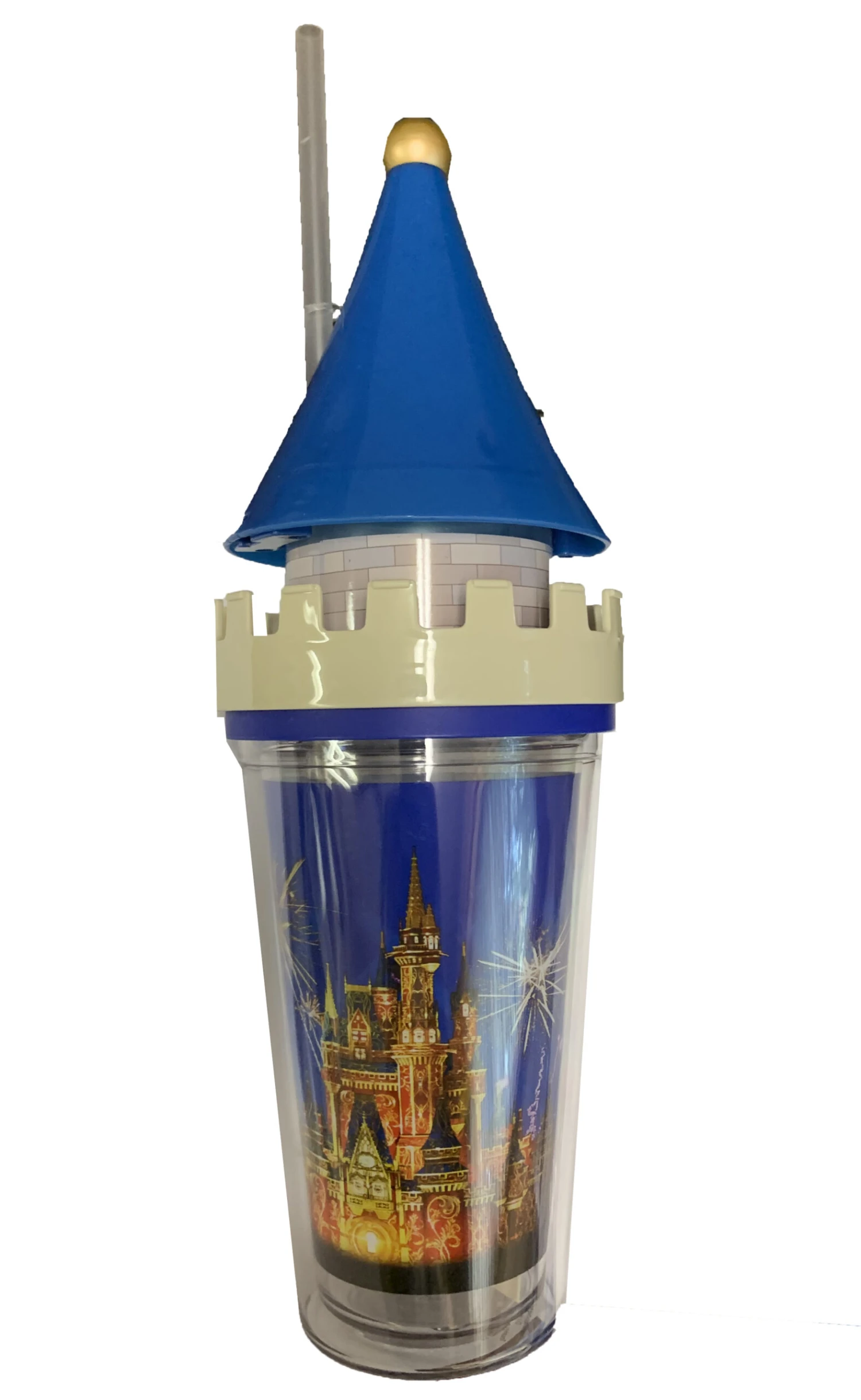 Disney Tumbler With Straw - Sculpted Cinderella Castle - Light Up 3 Disney Tumbler With Straw - Sculpted Cinderella Castle - Light Up