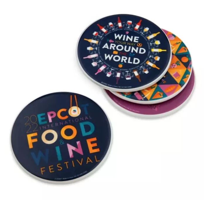 Disney Coaster Set - 2022 Food And Wine Festival - Set Of 4 3 Disney Coaster Set - 2022 Food And Wine Festival - Set Of 4