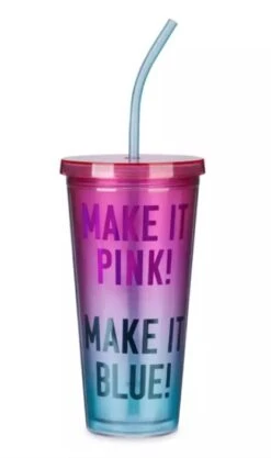Disney Tumbler With Straw - Make It Pink, Make It Blue